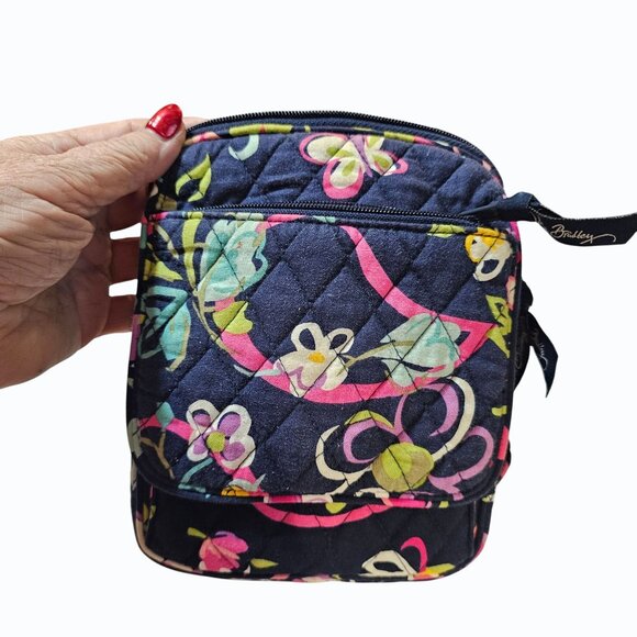 Vera Bradley Mini Hipster Crossbody Ribbons Floral - Navy Blue, Quilted, Retired - Picture 4 of 6